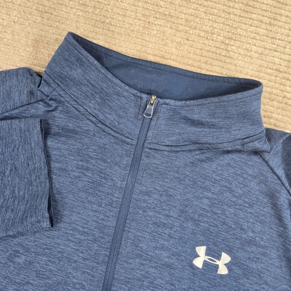 Under Armour Mens XXL Navy Blue Space Dye HeatGear Quarter Zip Pullover